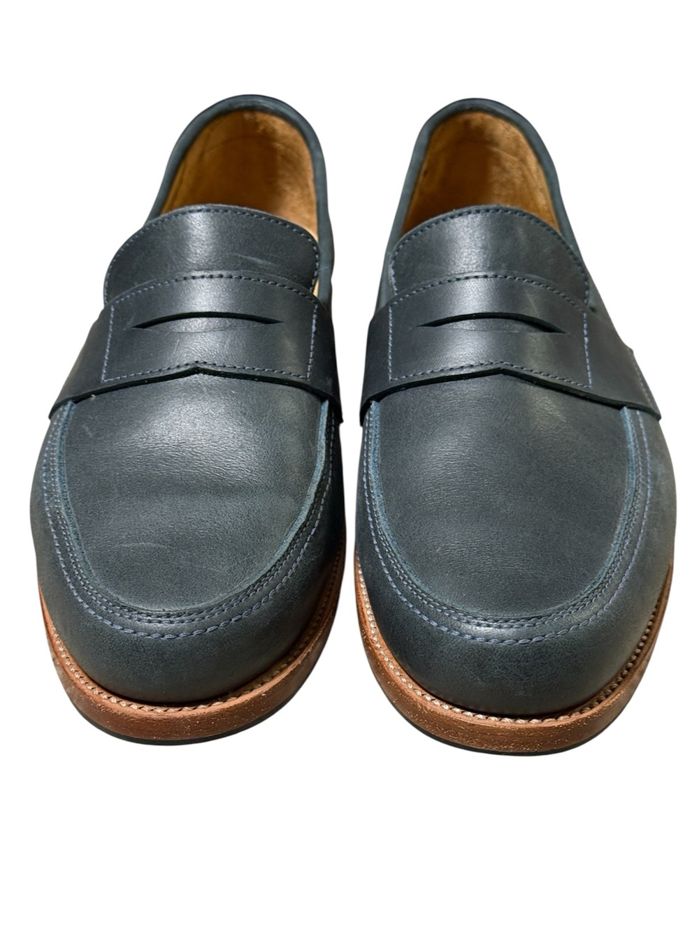 Adelante The Luca Penny Loafer in Denim Blue Leather